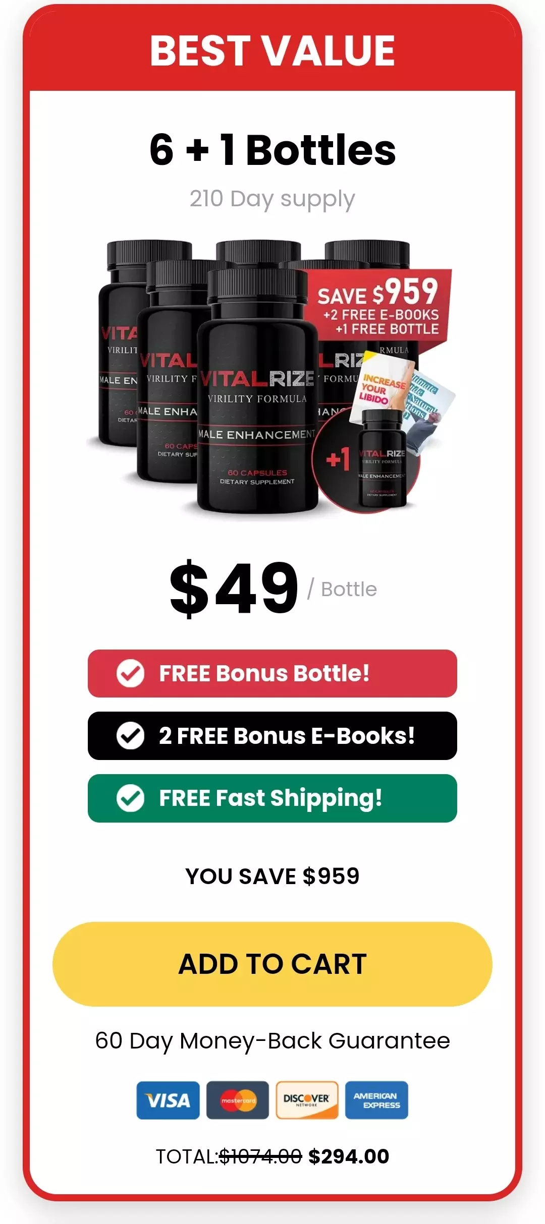 VitalRIZE™ 6 bottles pricing